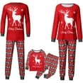 thumbnail image 1 of PENGXIANG Matching Family Christmas Pajamas Set  Raglan Bear Printe Top Plaid Pants Set Sleepwear, 1 of 6