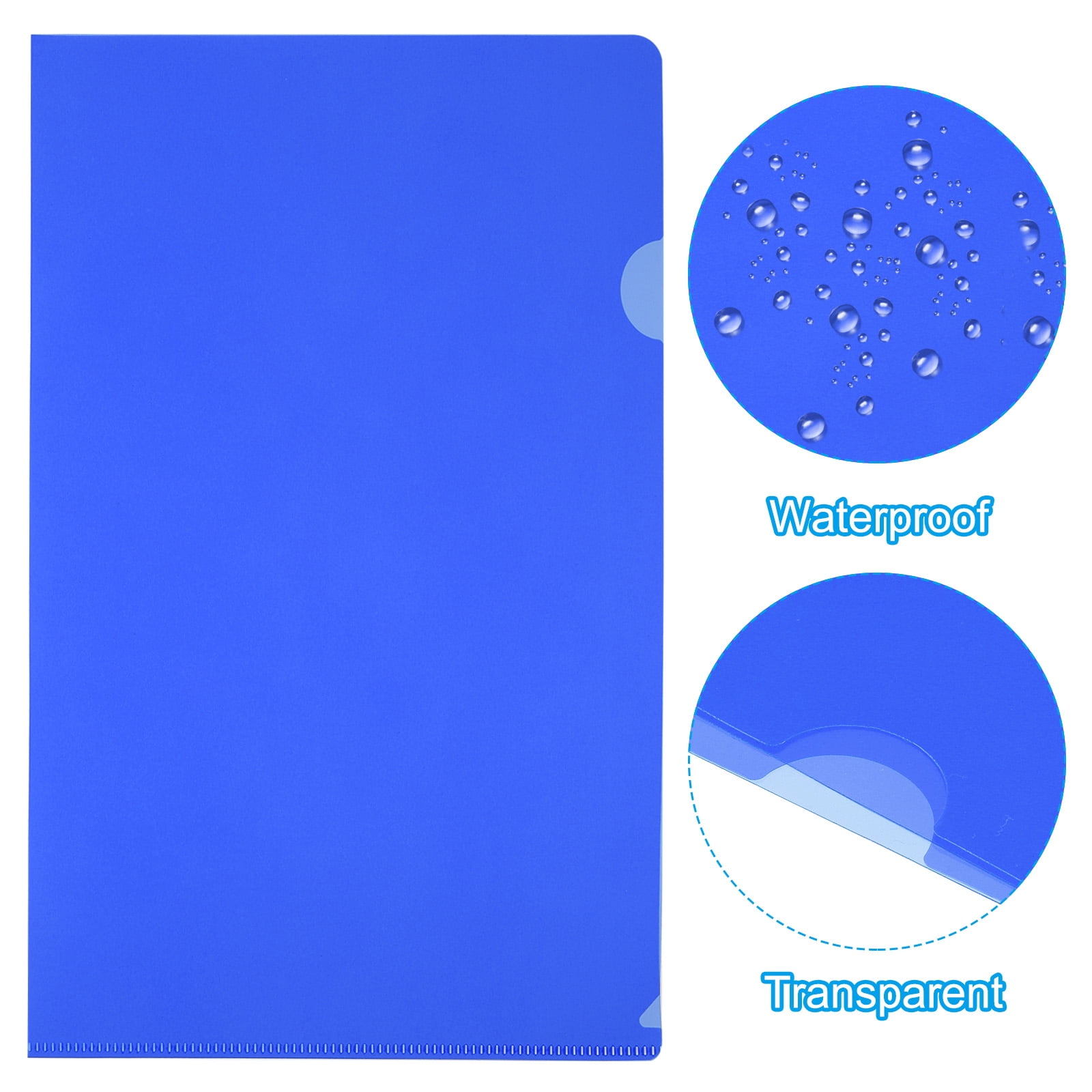 Uxcell L Type Folders 30 Pack A4 Plastic File Project Pockets Clear Paper Document Jacket Sleeves Dark Blue