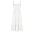 thumbnail image 4 of BSDJILFG Summer Dresses for Women Tie Front Boho Smocked Dress Spaghetti Strap Flowy Tiered Bodycon Swing A-Line Midi Length Sundresses, 4 of 8