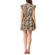 thumbnail image 3 of INSPIRE CHIC Women's V Neck Button Front Cap Sleeve Floral Ruffle Mini Dress Black S, 3 of 8
