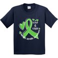 thumbnail image 3 of Inktastic Love and Care Mental Health Awareness Green Ribbon Youth T-Shirt, 3 of 5