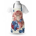 thumbnail image 4 of Surreal Apron, Illustration of Ornamented Goldfishes and Human Portrait on Background, Unisex Kitchen Bib with Adjustable Neck for Cooking Gardening, Adult Size, Eggshell Blue and Coral, by Ambesonne, 4 of 4