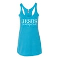 thumbnail image 2 of Wild Bobby Jesus the Way. The Truth. The Life Inspirational/Christian Women Tri-Blend Racerback Tank Top, Vintage Turquoise, Small, 2 of 5
