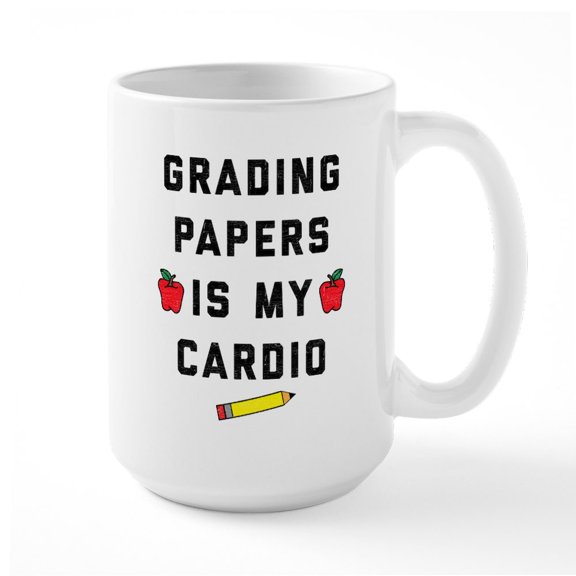 CafePress - Grading Papers Is My Card - 15 oz Ceramic Large White Novelty Mug