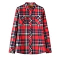 thumbnail image 5 of Camisa a cuadros cálida para mujer, camisa a cuadros gruesa con forro de lana para mujer, camisa de manga larga de corte entallado para mujer, 5 of 5