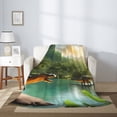 thumbnail image 2 of Sikiie Lake Forest Dinosaur Cozy Flannel Fleece Throw Blanket: Lightweight & Thick for All Seasons - Perfect for Women, Men, & Kids"40"x30", 2 of 6