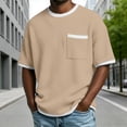 thumbnail image 3 of Ringer Tee Men with Pocket Summer Fashion Casual Waffle Weave Crew Neck Short Sleeve Mens T-Shirts Dress Shirts, 3 of 7