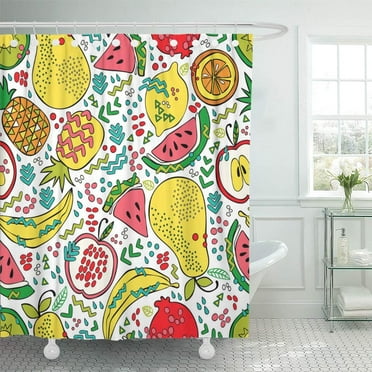 KSADK Bright Summer Fruit Watermelon Kiwi Apple Pear Orange Lemon Pomegranate Pineapple Shower Curtain Bath Curtain 60x72 inch