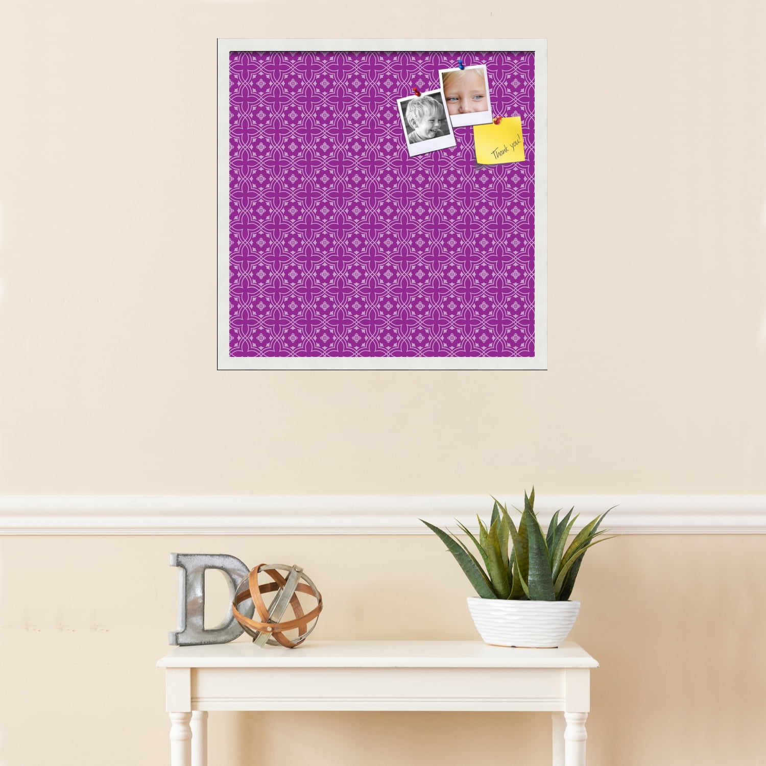 PinPix ArtToFrames 22x22 Custom Cork Bulletin Board    Poster Board Has a Fabric Style Canvas Finish, Framed in Satin White Frame (PinPix-595)