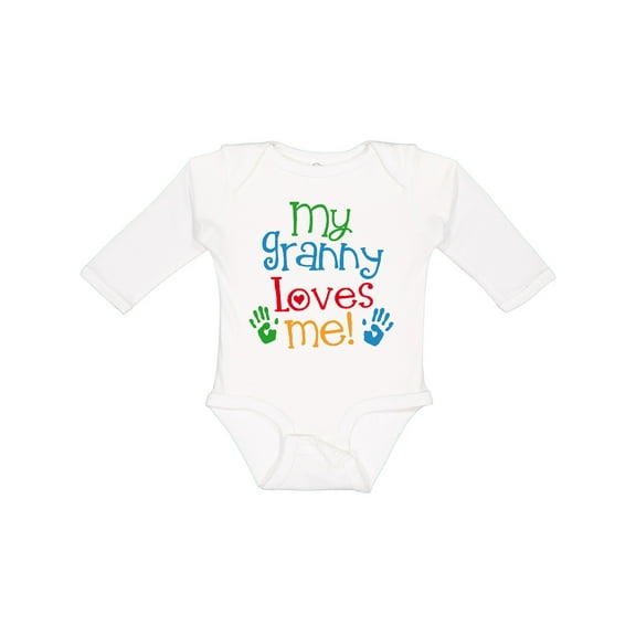 Inktastic My Granny Love Me Boys or Girls Long Sleeve Baby Bodysuit