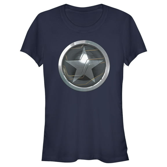 Junior's Marvel The Falcon and the Winter Soldier Bucky Logo Graphic Tee Navy Blue Medium
