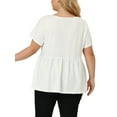 thumbnail image 3 of Unique Bargains Women's Plus T-Shirts Square Neck Peplum Summer Short Sleeve Tops 2X White, 3 of 7