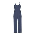 thumbnail image 6 of JURANMO Ofertas de Hoy en Liquidación Jumpsuits for Women Casual Ribbed Knit Sleeveless Romper Summer Spaghetti Strap Stretchy Wide Leg One Piece Pants with Pockets Navy M, 6 of 7