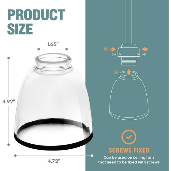 YUYAN-3-Pack Black Edge Clear Glass Shades, Bell Shaped Light Fixtures Lampshade,Glass Shade Covers Lamp Replacements for Chandelier Wall Sconces Pendant Light