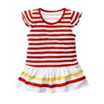 thumbnail image 4 of Atogsazn Baby Girl Summer Casual Clothes Set Kids Short Sleeve Striped Dress and Capris 2 Piece Set Outfits 5-6 Years B-Red on Clearance, 4 of 5