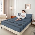 thumbnail image 3 of Erosebridal Southwestern Aztec Geometric Full Size Sheets,Deepblue White Western Tribal Bed Sheets 4pcs, 3 of 6