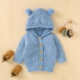 thumbnail image 4 of Utlike Boys Knit Cardigan Sweater Baby Knit Hoodies Thermal Toddler Bear Ear Outwear Jacket Coat Outfit Unisex Skin Friendly Top Leisure Wear Size 3 Months-6 Months, 4 of 9