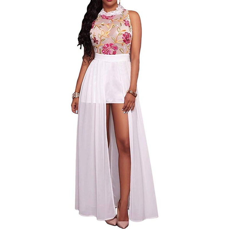 sheer mesh embroidered maxi dress
