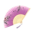thumbnail image 2 of LSLXA Handheld Floral Folding Fans Hand Held Silk Bamboo Fans with Tassel Women Hollowed Hand Foldable Fan for Dancing Wedding Decoration, 2 of 7