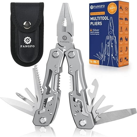 14-In-1 Multitool Pliers,Premium Portable Multi Tool ,with Safety Locking Professional Stainless Steel Multitool Pliers Pocket Knife Apply to Survival Camping Gifts for Dad Husband Boyfriend