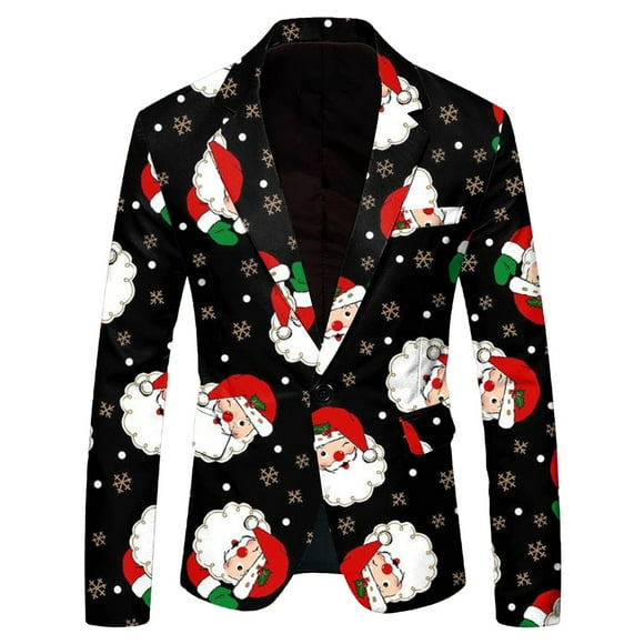 Mens Fashion Leisure Christmas Mens Suite Printed Pocket Jacket Suit for Man Jacket Men Tuxedo 3 Piece Mens Suit Mens Linen Suit