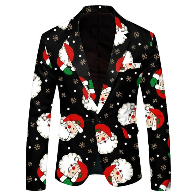 Kcodviy Complet de Loisirs de Noël Imprimé pour Homme Veste à Poche Veste de Complet Complets pour Hommes Coupe Régulière 3 Mignon Complet Coupe Ajustée pour Homme Complets Coupe Régulière Complet Ajusté pour Homme