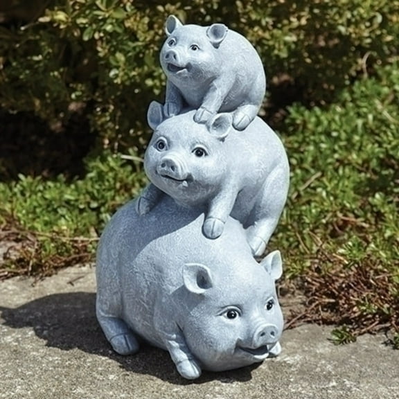 Home & Garden Pigs Stacked Statue Polyresin Garden Yard Decor 11658