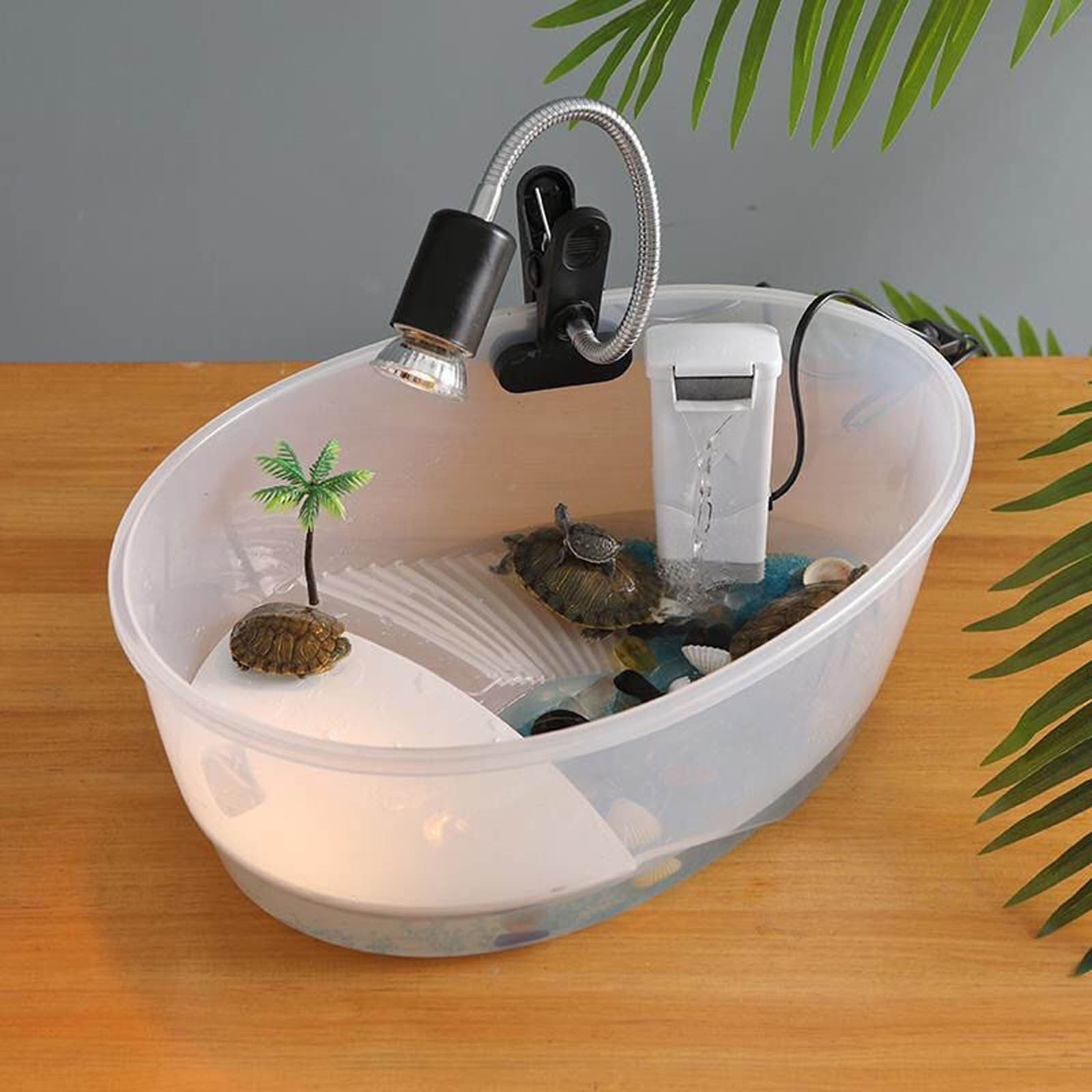 Pet Supplies Small Aquarium Turtle Tank Reptile Terrarium Basking Island Forming a Safe Habitat for Amphibians and, Grey