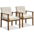 thumbnail image 1 of Costway 2 PCS Modern Accent Chair Upholstered Linen Fabric Armchair with Solid Wood Legs, 1 of 9