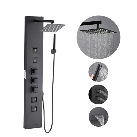 VEVOR Shower Panel Tower System Stainless Steel Column Rainfall Head Massage Jet 4Mode
