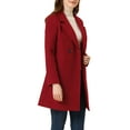 thumbnail image 5 of Allegra K Women's Double Breasted Lapel Raglan Long Sleeve Mid Length Overcoat M Dark Red, 5 of 7