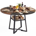 thumbnail image 1 of Gymax Round Dining Table for 4-6 47.5'' Dining Room Table w/Storage Shelf & Metal Legs Rustic Brown & Black, 1 of 10