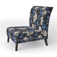 thumbnail image 3 of Designart "Roses Of Cobalt Blue Renaissance III" Blue Rose Pattern Upholstered Accent Chair - Cottage Arm Chair For Bedroom, 3 of 7