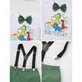 thumbnail image 4 of FYMNSI Toddler Baby Boys Clothes 1st First Birthday Dinosaur Print Romper Suspenders Shorts Hat Photo Shoot Outfit, 4 of 6