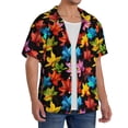 thumbnail image 2 of Yiaed Rainbow Colorful Maple Leaves Print Mens Casual Wrinkle Free Shirts Short Sleeve Button Down Summer Stretch Dress Shirt-Small, 2 of 5