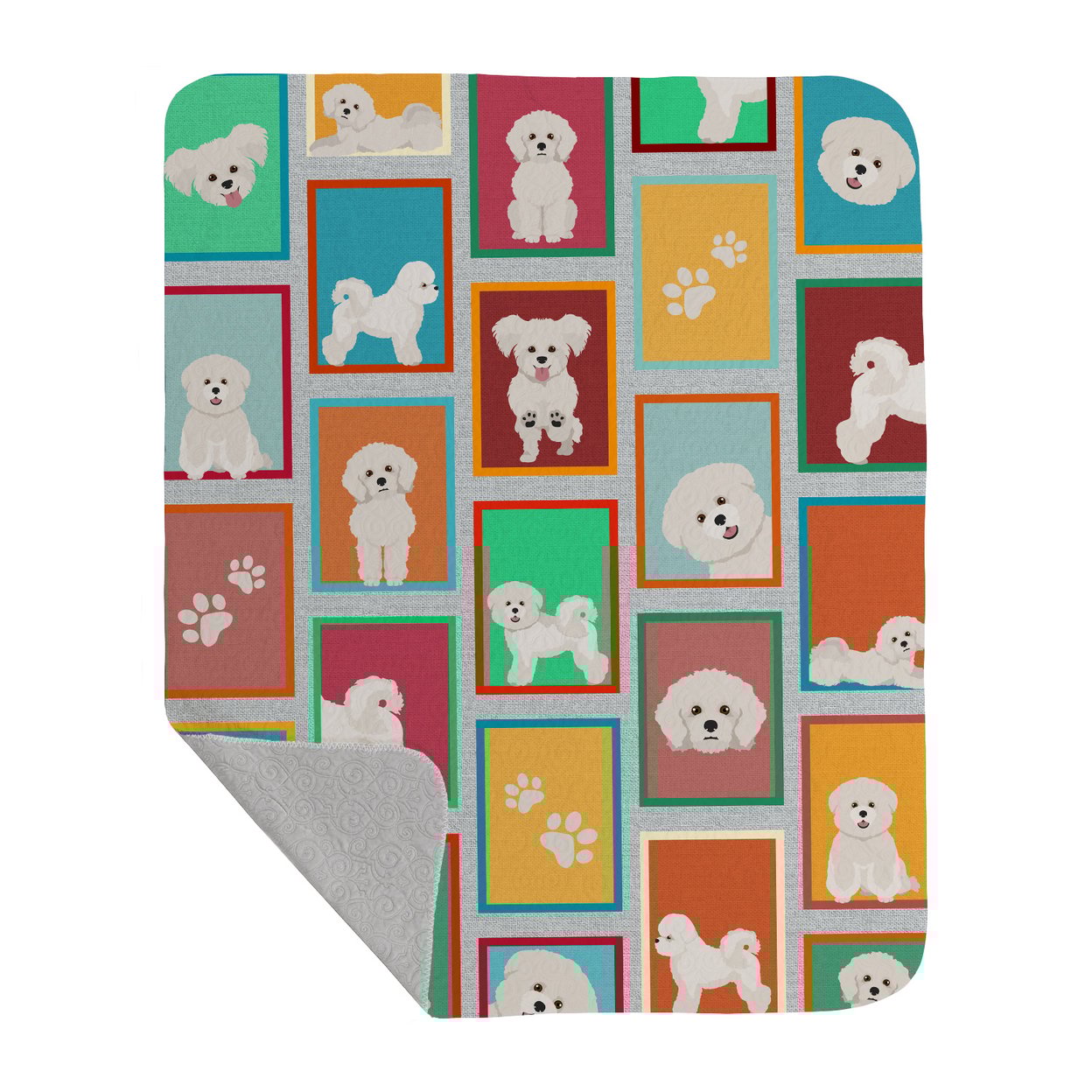 Bichon Frise, variant on Bernese Mountain Dog Quilted Blanket 50x60 50 in x 60 in