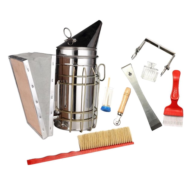 Kit de Herramientas de de 8 Piezas, Raspador Ahumador de Colmena de Abejas, Equipo de Agarre de Cepillo, Colmena, Suministros de Herramient Yotijar Fumador de colmena de abejas
