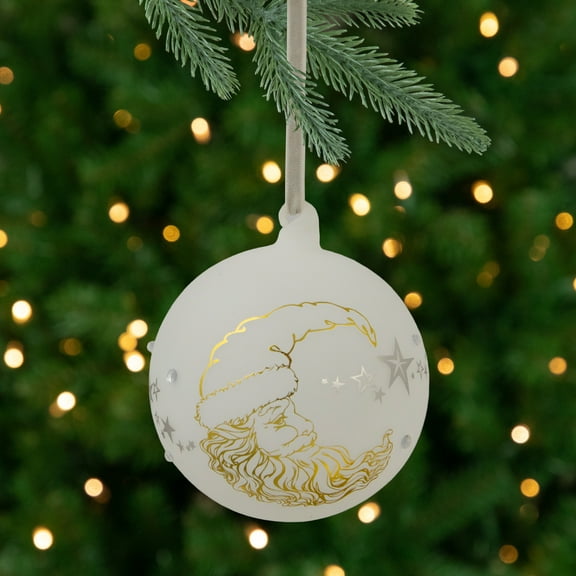 Northlight Moon Santa 'Dreams Come True' Frosted Glass Christmas Ornament - 4.5" - White