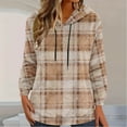 thumbnail image 2 of Women's Plaid Graphic Hoodies Flannel Sweatshirt Long Sleeve Checkered Print Pullover Sweater Blouses Color Block Blouses Tops, 2 of 5