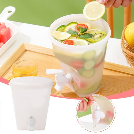 

Njspdjh Cold Water Bucket With Faucet For Refrigerator Fruit Tea Pot Summer Household Lemon Fruit Bottle Water Bottle Cold Bubble Juice Ice Water Bottle