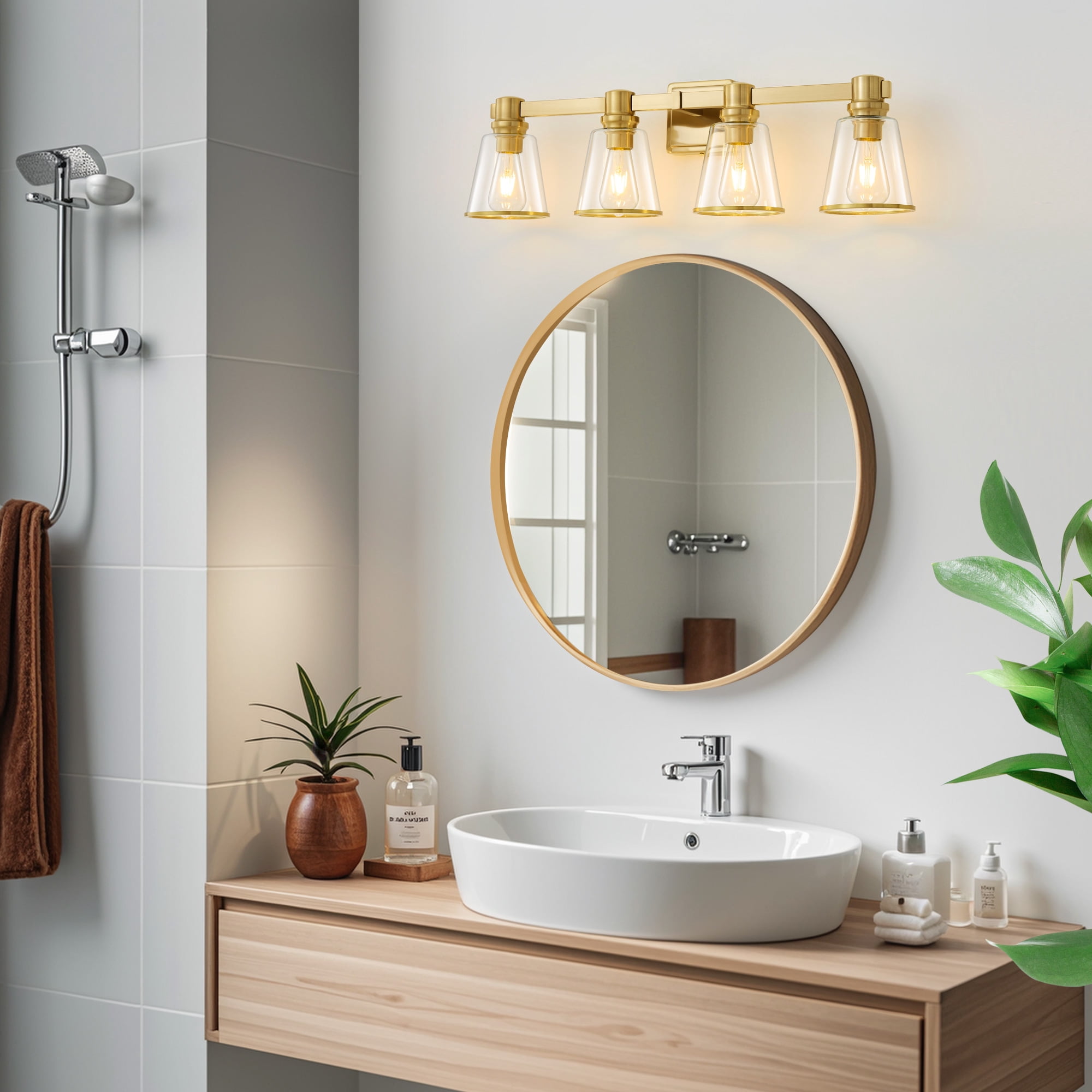 Vanity Lights Gold Bathroom Light Fixtures Over Mirror, 4 Light Vanity Lighting Fixtures4