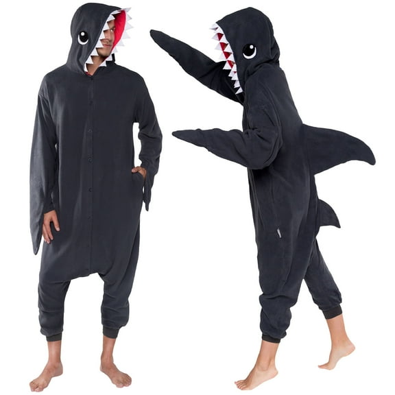 FUNZIEZ! - Shark Adult Unisex Novelty Union Suit Costume for Halloween - XX Large