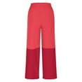 thumbnail image 4 of Charella Womens Linen Pants Color Block Pleated Wide Leg Elastic Waist Trousers Loose Lightweight Pants (3XL, Red), 4 of 8