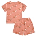 thumbnail image 2 of Cute Fox Pattern Summer Pajama Set Soft Cotton Short Sleeve Sleepwear 2PCS Pajama Sets Breathable Lounge Set Size 8Y, 2 of 7