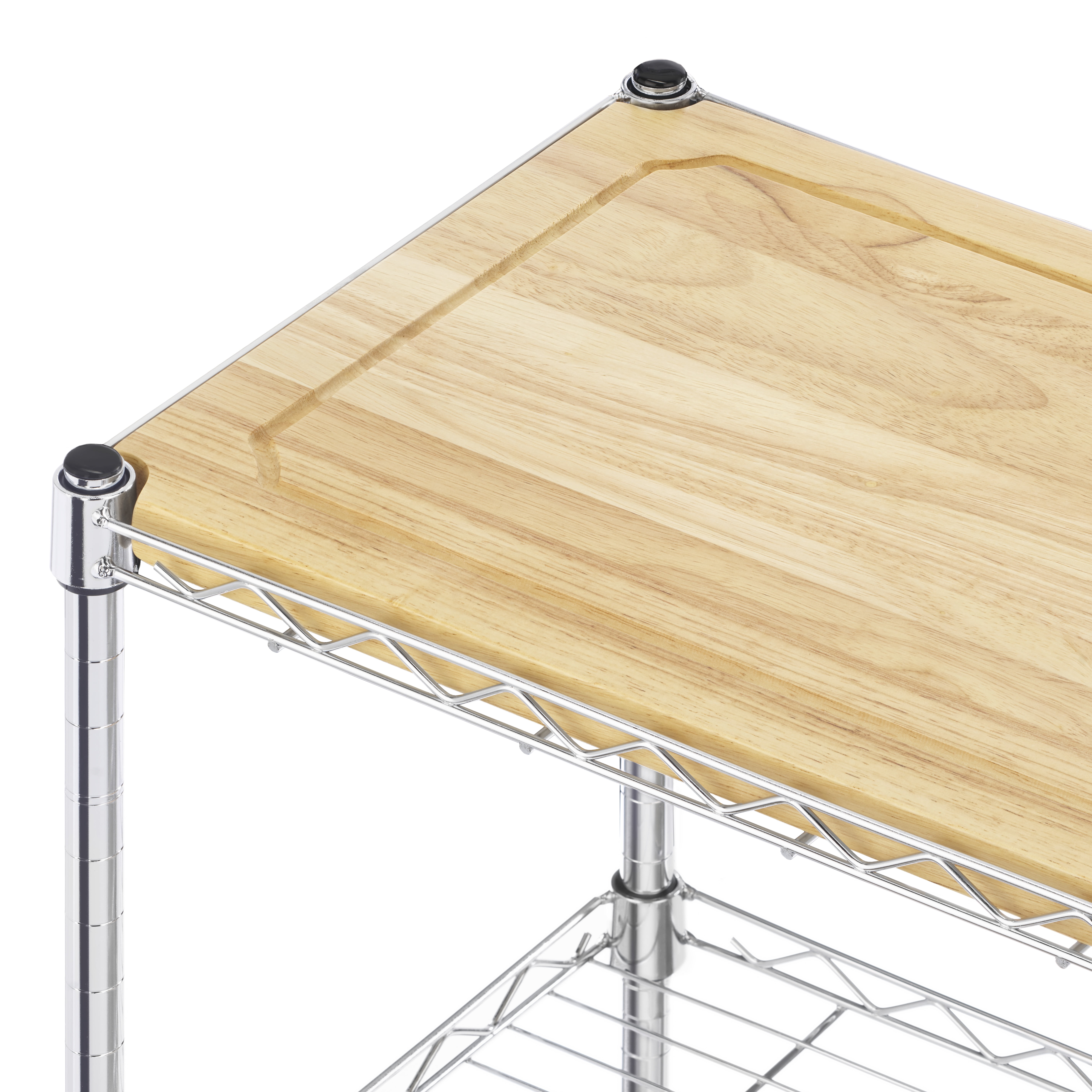 Whitmor Kitchen Storage/Microwave Cart-Wood & Chrome - Length 13.25 x Width 27.5 x Height 33.5