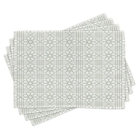 

Grey Placemats Set of 4 Arabesque Pattern Mosaic Tiles with Moroccan Floral Traditional Symmetric Work of Art Print Washable Fabric Place Mats for Dining Room Kitchen Table Decor White by Ambesonne