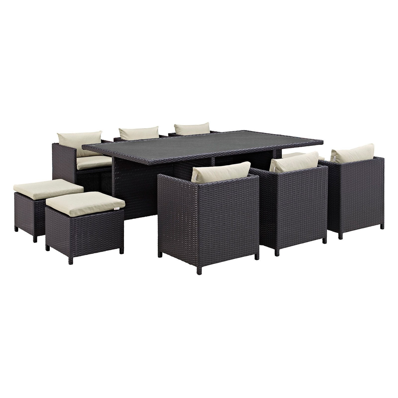 Modway Reversal Outdoor Patio 11 Piece Dining Set, Multiple Colors