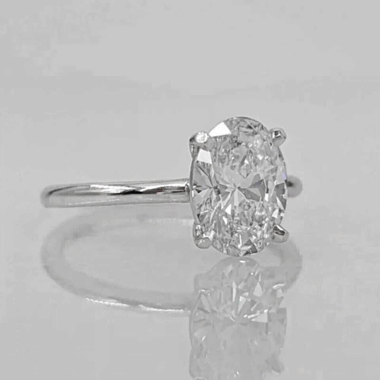 solitaire jewels 2.5CT Oval Moissanite Solitaire Engagement Ring For Women, 18K White Gold