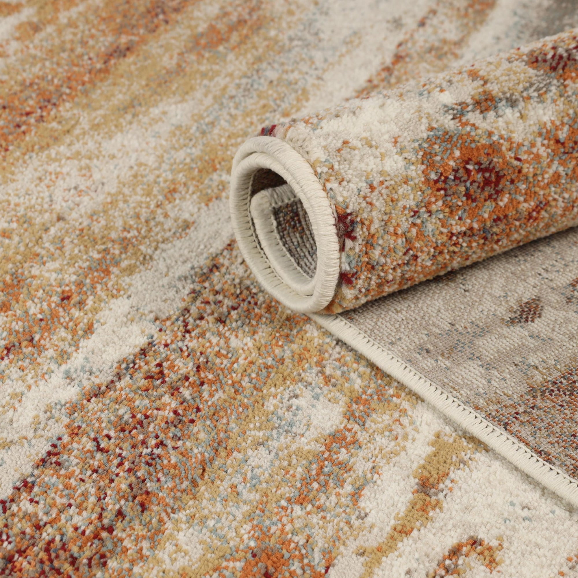 Superior Taia Striped Damask Indoor Area Rug, 5' x 8', Cream/ Rust