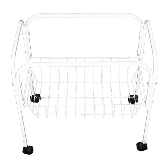 IMIKEYA White Iron Pet Cage Stand for Birds with Wheels and Storage Shelf